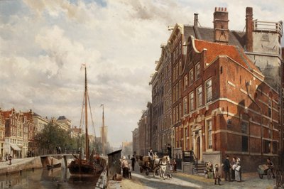 Vue du Comptoir des Courtiers sur le Nieuwezijds Voorburgwal, Amsterdam, 1883 - Cornelis Springer