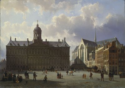 Place du Dam avec le Palais Royal, Amsterdam, 1855 - Cornelis Springer