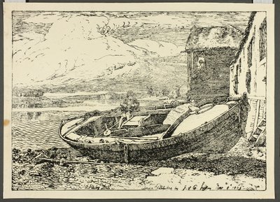 Un garçon assis sur un navire échoué - Cornelius Varley