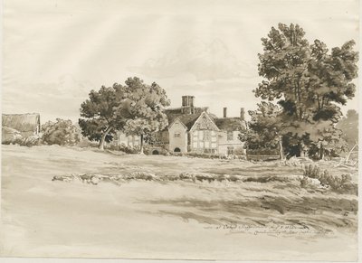Oaken - Ferme : dessin au lavis sépia, 5 août 1820 - Cornelius Varley