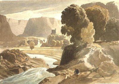Paysage montagneux avec un château (peut-être une vue au Pays de Galles), c.1802-3 - Cornelius Varley