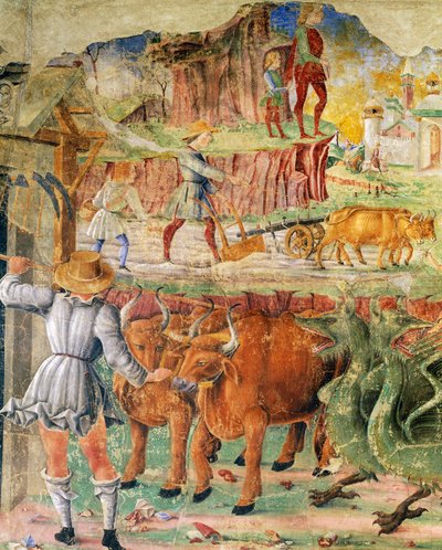 Image agricole, détail du Triomphe de Cérès, scène du Mois d