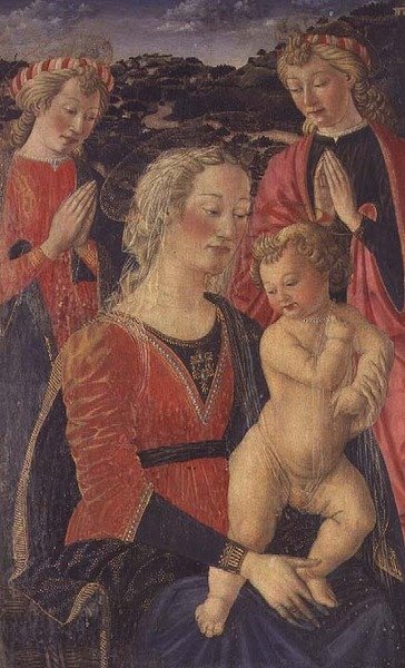 Madonna et Enfant avec deux anges - Cosimo Rosselli