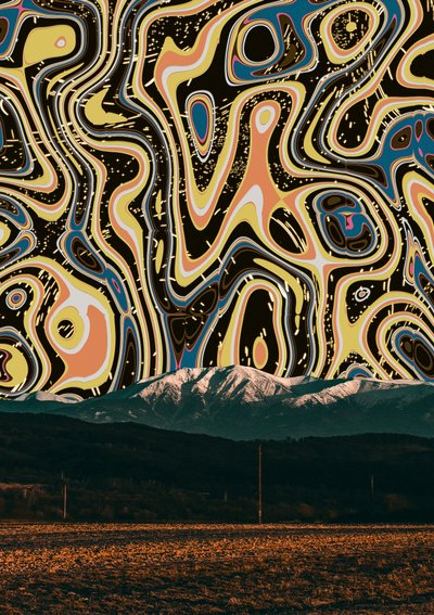 Montagnes abstraites aux couleurs vives - CosmoZach