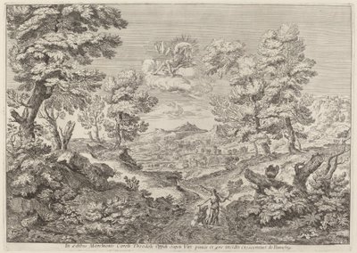 Apollon et une nymphe menant un lion - Crescenzio Onofri