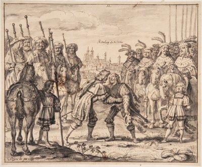 Christian Ier rencontre le Prince Maximilien à Rothenburg ob der Tauber en 1474 - Crispijn de Passe