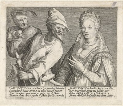 Aura essayant de séduire Arlequin - Crispijn van de Passe (I)