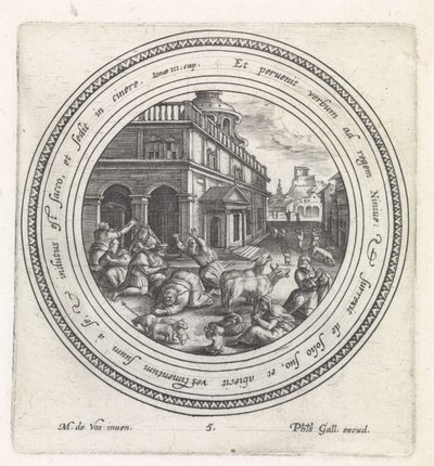 Le roi de Ninive fait pénitence (Histoire de Jonas) - Crispijn van de Passe (I)