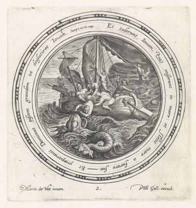 Jonas jeté par-dessus bord par les marins (Histoire de Jonas) - Crispijn van de Passe (I)