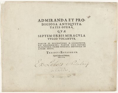 Page de titre de la série des sept merveilles du monde - Crispijn van de Passe (I)