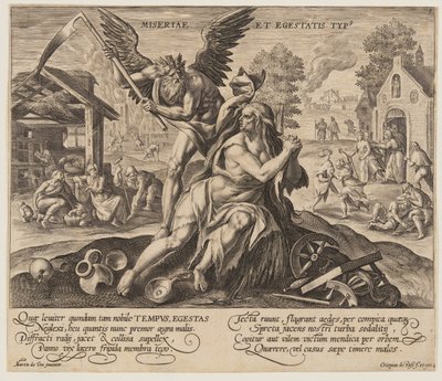 Miseriae est Egestatis Typus, du temps avec les vertus et les vices - Crispijn van de Passe I