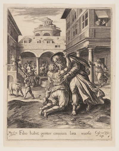 Le retour du fils prodigue, extrait de la parabole du fils prodigue - Crispijn van de Passe I