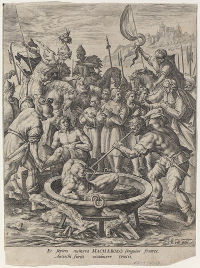 Les sept frères Maccabées tués par Antiochus - Crispijn van de Passe I after Maarten de Vos