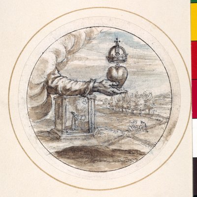 Une main soutenant un cœur avec une couronne impériale - Crispin I de Passe