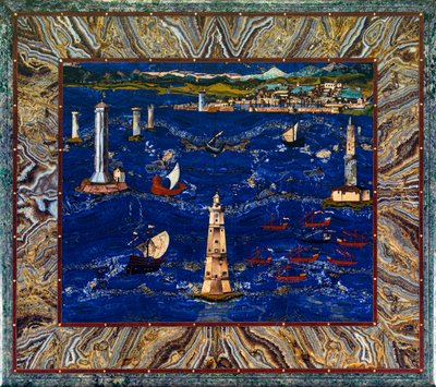 Table avec représentation du port de Livourne, c.1601-04 - Cristofano & Ligozzi Jacopo (1547 1626) Gaffurri