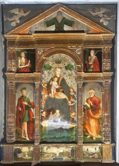 Madone couronnée et enfant avec anges, Saint Paul, Saint Pierre - Cristoforo (fl.1525 1578) & Pancalino Raffaele (fl.1514 1573) Pancalino
