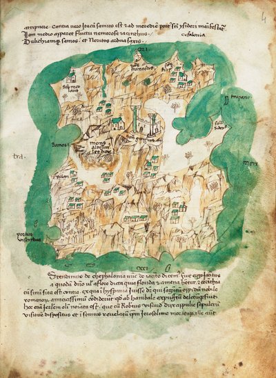 Carte de Céphalonie, vers 1420 - Cristoforo Buondelmonti