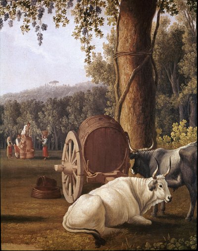 Récolte près de Naples (détail de vaches) - Cristoforo Kneip