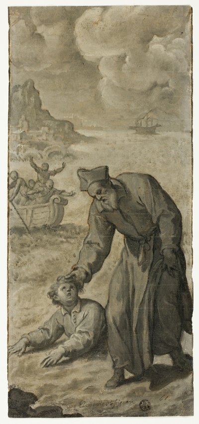 Étude pour Saint Philippe Néri sauvant un jeune homme de la noyade - Cristoforo Roncalli