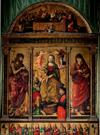 Triptyque du mariage mystique de Sainte Catherine, entourée de Saint Jean-Baptiste et Saint Jean l