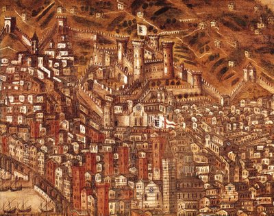 Vue de Gênes et de son château (détail) 1597 - Cristoforo de Grassi
