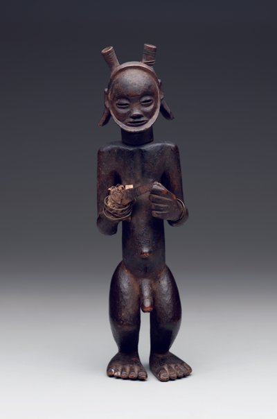 Récipient rituel en forme de figure masculine debout - Culture Chokwe