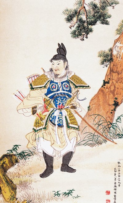 Samouraï, estampe ukiyo-e, école Tosa, gravure sur bois, civilisation japonaise, période Edo - Culture Edo