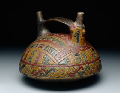 Vase à Double Bec et Anse Dépeignant un Faucon, Horizon Ancien, Époque 8, c.500-400 av. J.-C. - Culture Paracas