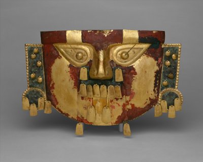 Masque funéraire péruvien, 900-1100 après J.-C. (or, argent-cuivre, cinabre) - Culture Sicán