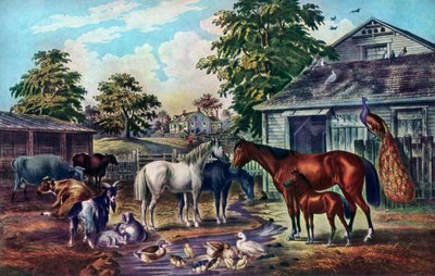 Cour de ferme américaine le matin, 1857 - Currier and Ives
