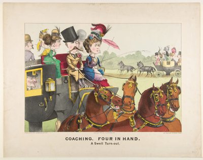 Coaching - Four in Hand - Un attelage élégant - Currier and Ives