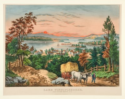 Lac Winnipiseogee, de Centre Harbor, NH - Currier and Ives