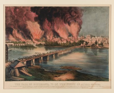La chute de Richmond, Virginie, la nuit du 2 avril 1865 - Currier and Ives