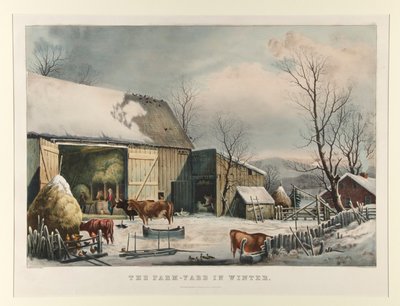 La cour de ferme en hiver - Currier and Ives