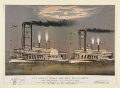 La grande course sur le Mississippi / de la Nouvelle-Orléans à Saint-Louis 1210 miles - Currier and Ives