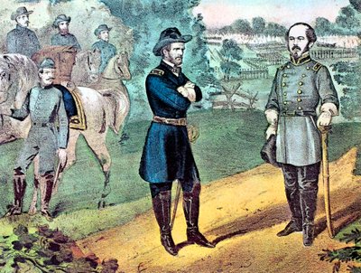 La reddition des forces confédérées en Caroline du Nord, Guerre de Sécession américaine, 1865 - Currier and Ives