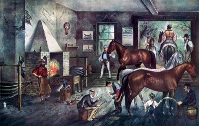Trotting Cracks à la forge, 1869 - Currier and Ives