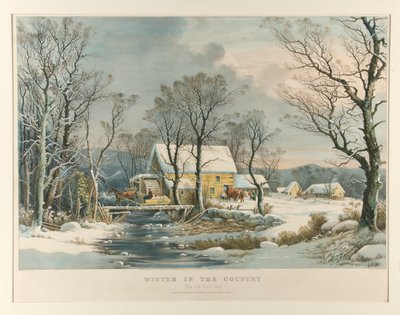 Hiver à la campagne, le vieux moulin à grain - Currier and Ives
