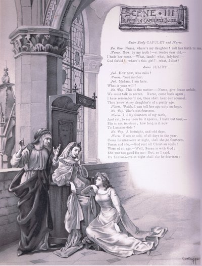 Une pièce dans la maison des Capulet, illustration de Roméo et Juliette - Curtazzo Curtazzo