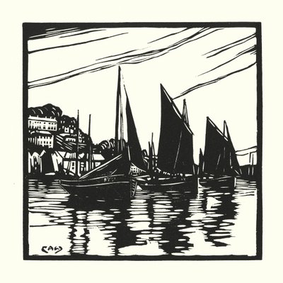 Bateaux de pêche et barges : Drifters cornouaillais, Looe - Cyril A. Wilkinson