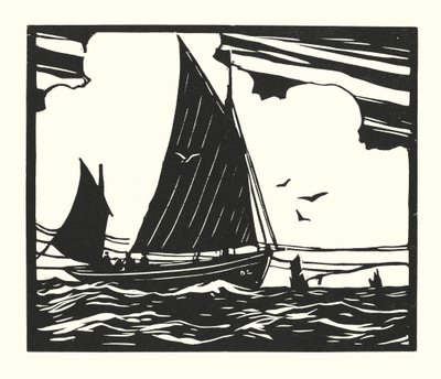 Bateaux de pêche et barges : Deal Lugger (gravure sur bois) - Cyril A. Wilkinson