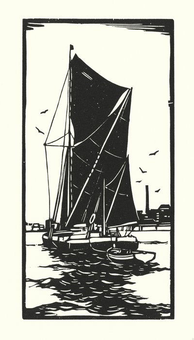 Bateaux de pêche et barges : Thames Barge (gravure sur bois) - Cyril A. Wilkinson