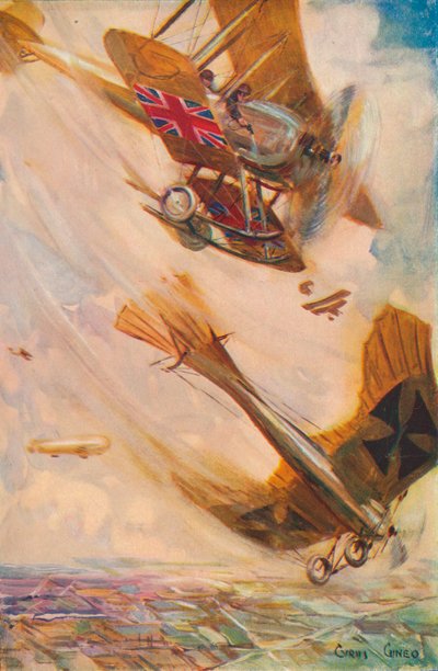 Un biplan britannique abattant un Taube allemand, vers 1916-1928 - Cyrus Cuneo
