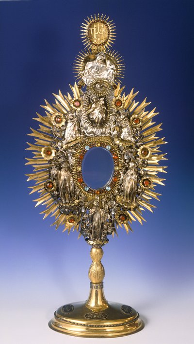 Monstrance baroque (argent avec pierres incrustées et dorure) - Czech School