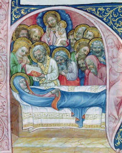 Ms XIII A 12 Enterrement de la Vierge, du Liber Viaticus par Jean de Stredy, après 1360 - Czech School