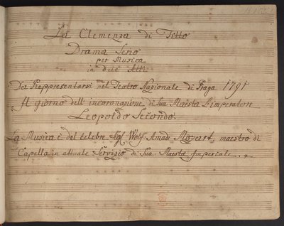 Page de titre de la partition La Clémence de Titus - Czech School