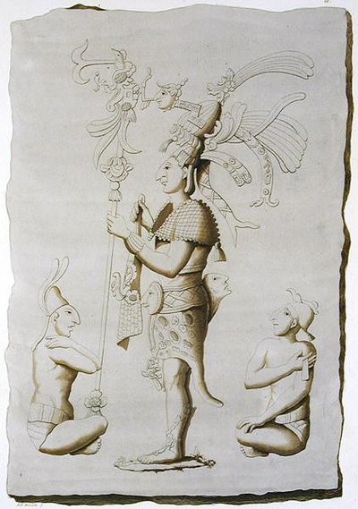 Un roi, sculpture du Palais, Palenque, Chiapas, Mexique - D.K. (after) Bonatti