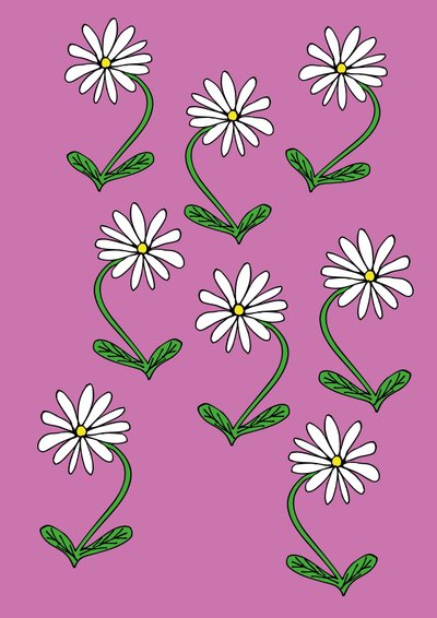 Fond rose répétitif de marguerites (numérique) - Daisy de Villeneuve