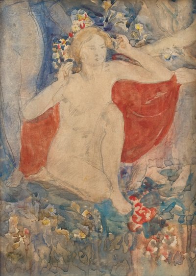 Étude pour Décoration pour le printemps : La terre en éveil, vers 1924 (crayon et aquarelle sur papier) - Dame Ethel Walker