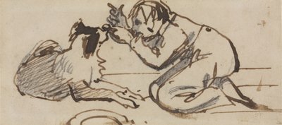 Un enfant jouant avec un chien - Daniel Maclise